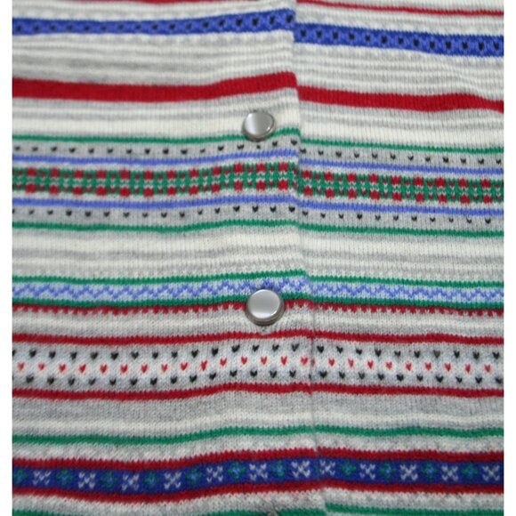 Talbots Fair Isle Striped Cardigan Sweater Womens XL Wool Blend Preppy Classic - Picture 4 of 7